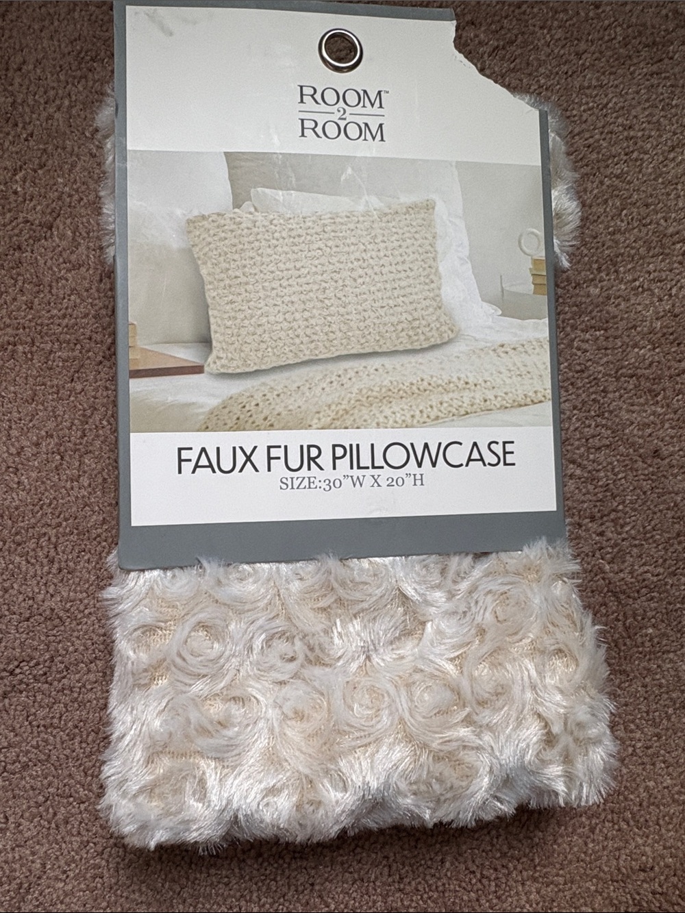 Room2Room Faux Fur Pillowcase in Cream